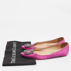Manolo Blahnik Purple Satin Hangisi Ballet Flats Size 39.5