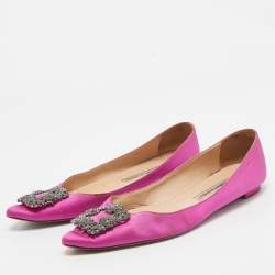 Manolo Blahnik Purple Satin Hangisi Ballet Flats Size 39.5