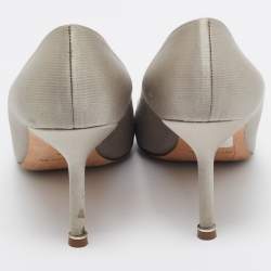Pre Owned Manolo Blahnik Grey Satin Hangisi Pumps Size 38