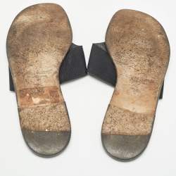 Manolo Blahnik Black Canvas Thong Flat Slides Size 37.5