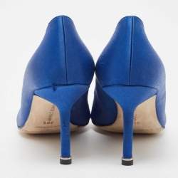 Manolo Blahnik Blue Fabric Hangisi Pumps Size 39.5