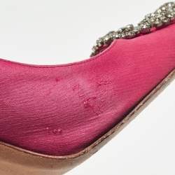 Manolo Blahnik Pink Satin Hangisi Pumps Size 37