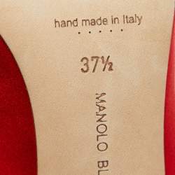 Pre Owned Manolo Blahnik Red Satin Hangisi Pumps Size 37.5