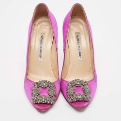 Manolo Blahnik Pink Satin Hangisi Pumps Size 36.5