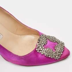 Manolo Blahnik Pink Satin Hangisi Pumps Size 36.5