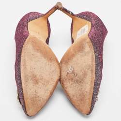 Pre Owned Manolo Blahnik Two Tone Lurex Fabric Hangisi Pumps Size 38.5