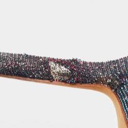 Pre Owned Manolo Blahnik Two Tone Lurex Fabric Hangisi Pumps Size 38.5