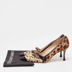 Pre Owned Manolo Blahnik Brown/Black Animal Print Calf Hair Pumps Size 37.5