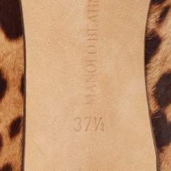 Pre Owned Manolo Blahnik Brown/Black Animal Print Calf Hair Pumps Size 37.5