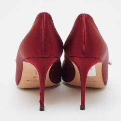 Pre Owned Manolo Blahnik Burgundy Satin Nadira Pumps Size 38