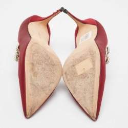 Pre Owned Manolo Blahnik Burgundy Satin Nadira Pumps Size 38