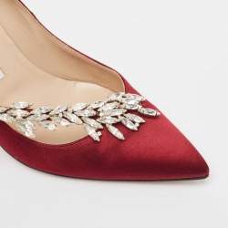 Pre Owned Manolo Blahnik Burgundy Satin Nadira Pumps Size 38
