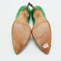 Pre Owned Manolo Blahnik Green Satin Hangisi Pumps Size 42