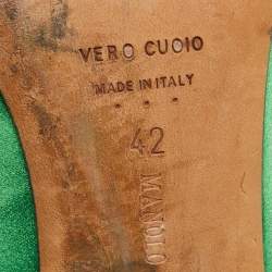 Pre Owned Manolo Blahnik Green Satin Hangisi Pumps Size 42