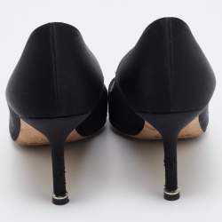 Pre Owned Manolo Blahnik Black Satin Hangisi Pumps Size 37.5