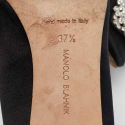 Pre Owned Manolo Blahnik Black Satin Hangisi Pumps Size 37.5