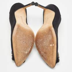 Pre Owned Manolo Blahnik Black Satin Hangisi Pumps Size 36