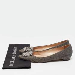 Manolo Blahnik Silver/Gold Glitter Hangisi Ballet Flats Size 40.5