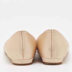 Pre Owned Manolo Blahnik Beige Satin Hangisi Ballet Flats Size 37