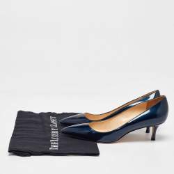 Manolo Blahnik Blue Patent Leather Pointed Toe Pumps Size 38