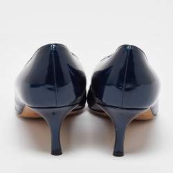 Manolo Blahnik Blue Patent Leather Pointed Toe Pumps Size 38