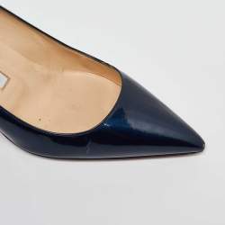 Manolo Blahnik Blue Patent Leather Pointed Toe Pumps Size 38