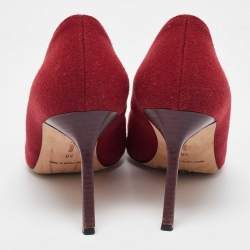 Manolo Blahnik Red Fabric BB Pointed Toe Pumps Size 38