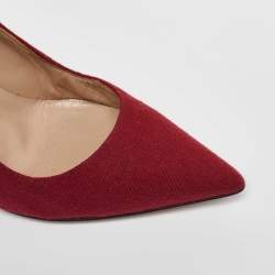 Manolo Blahnik Red Fabric BB Pointed Toe Pumps Size 38