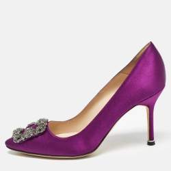 Manolo Blahnik Purple Satin Hangisi Pumps Size 36.5