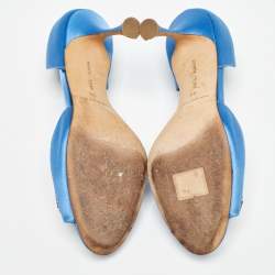 Manolo Blahnik Blue Satin Alicia D'orsay Pumps Size 38