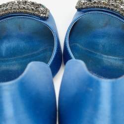 Manolo Blahnik Blue Satin Alicia D'orsay Pumps Size 38
