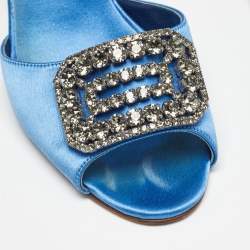 Manolo Blahnik Blue Satin Alicia D'orsay Pumps Size 38