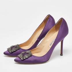 Pre Owned Manolo Blahnik Purple Satin Hangisi Pumps Size 40