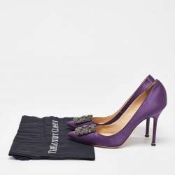 Pre Owned Manolo Blahnik Purple Satin Hangisi Pumps Size 40