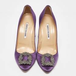 Pre Owned Manolo Blahnik Purple Satin Hangisi Pumps Size 40