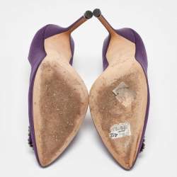 Pre Owned Manolo Blahnik Purple Satin Hangisi Pumps Size 40