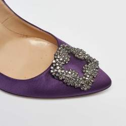 Pre Owned Manolo Blahnik Purple Satin Hangisi Pumps Size 40