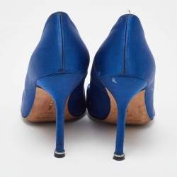 Manolo Blahnik Blue Satin Hangisi Pumps Size 36.5