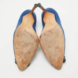 Manolo Blahnik Blue Satin Hangisi Pumps Size 35