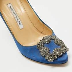 Manolo Blahnik Blue Satin Hangisi Pumps Size 35