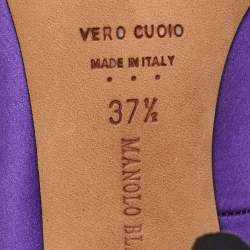 Pre Owned Manolo Blahnik Purple Satin Hangisi Crystal Embellished Pumps Size 37.5