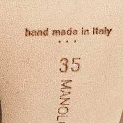 Pre Owned Manolo Blahnik Brown Satin Hangisi Pumps Size 35