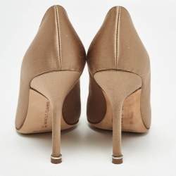 Pre Owned Manolo Blahnik Brown Satin Hangisi Pumps Size 35