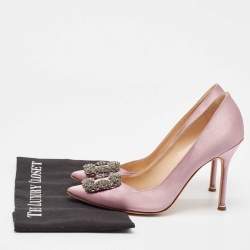 Pre Owned Manolo Blahnik Purple Satin Hangisi Pumps Size 38.5