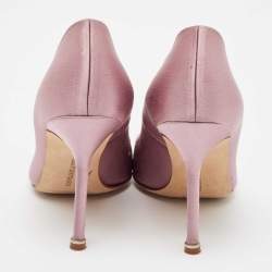 Pre Owned Manolo Blahnik Purple Satin Hangisi Pumps Size 38.5