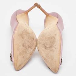 Pre Owned Manolo Blahnik Purple Satin Hangisi Pumps Size 38.5