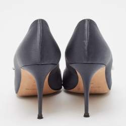 Pre Owned Manolo Blahnik Grey Satin Nadira Pumps Size 40