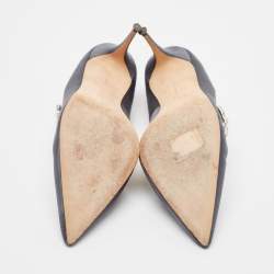 Pre Owned Manolo Blahnik Grey Satin Nadira Pumps Size 40