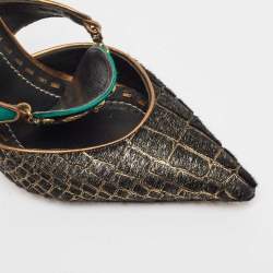 Pre Owned Manolo Blahnik Multicolor Calf Hair and Satin D'orsay Pumps Size 38.5