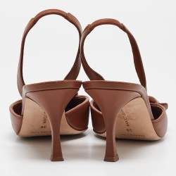 Pre Owned Manolo Blahnik Brown Leather Maysli Pumps Size 39